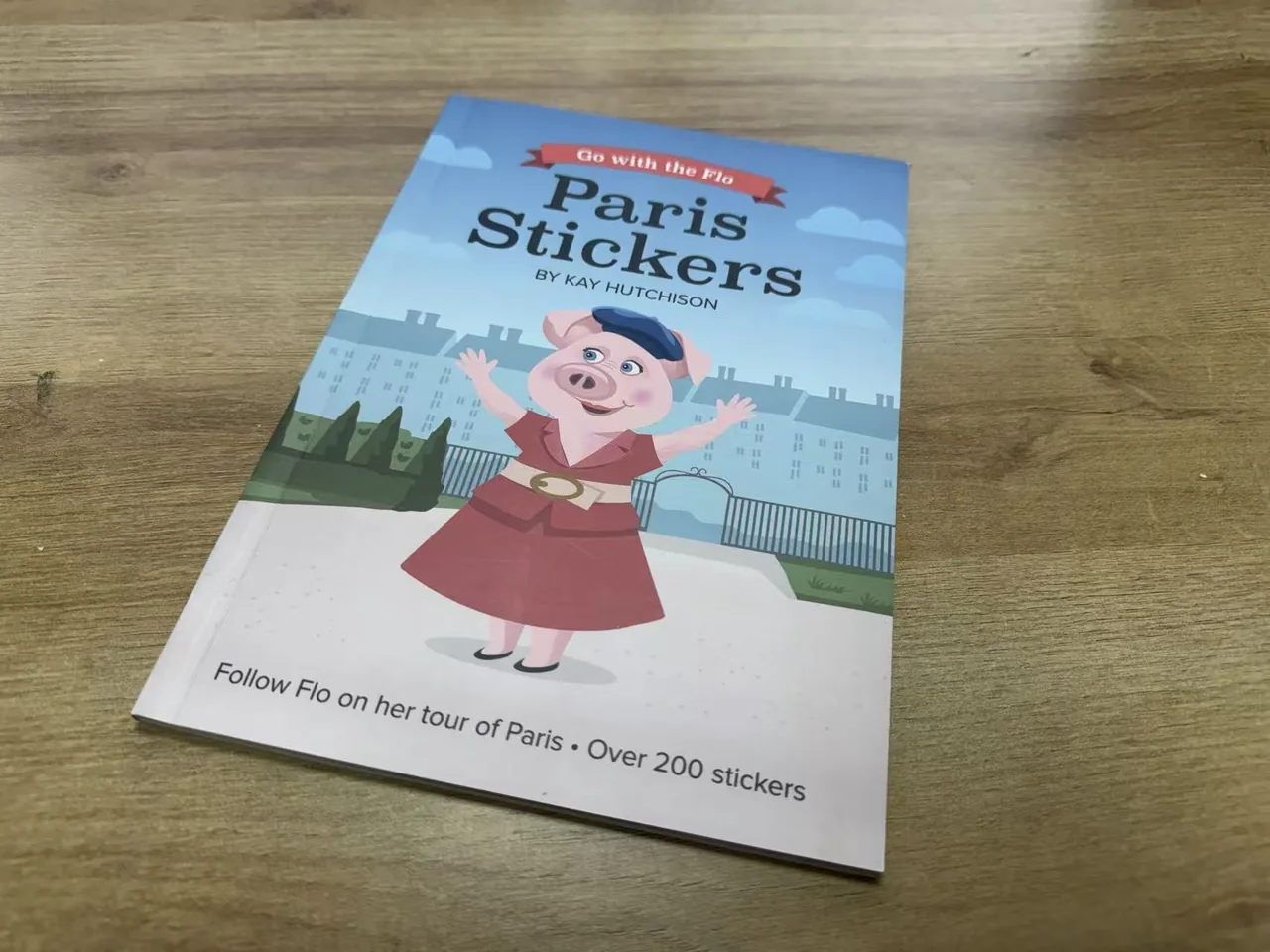 Completed Paris-themed sticker book